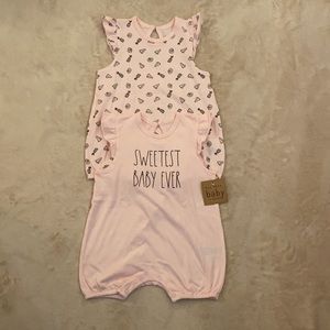 Rae Dunn SWEETEST BABY EVER Rompers Size 6-9 Month
